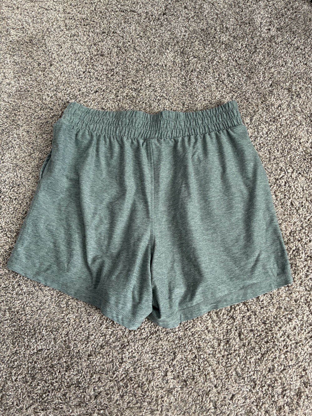 Athletic Works Women's Heather Slate Green Elastic Waist Athletic Shorts